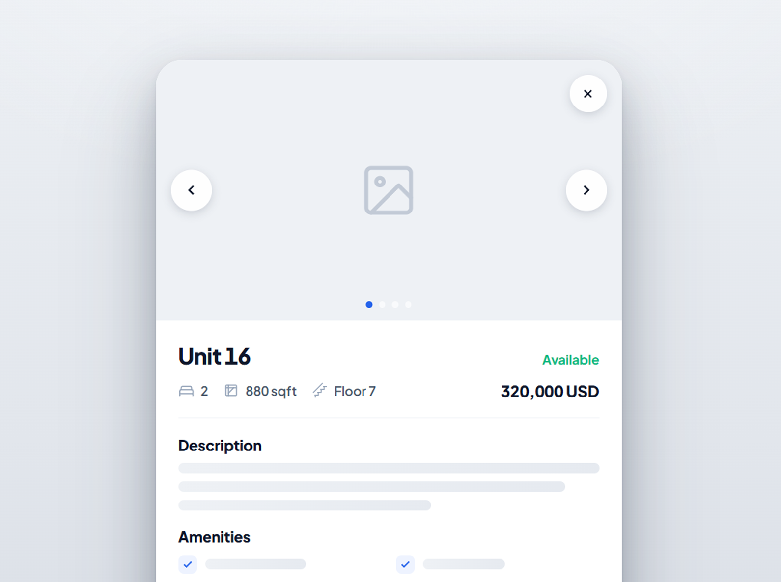 Live unit status and price